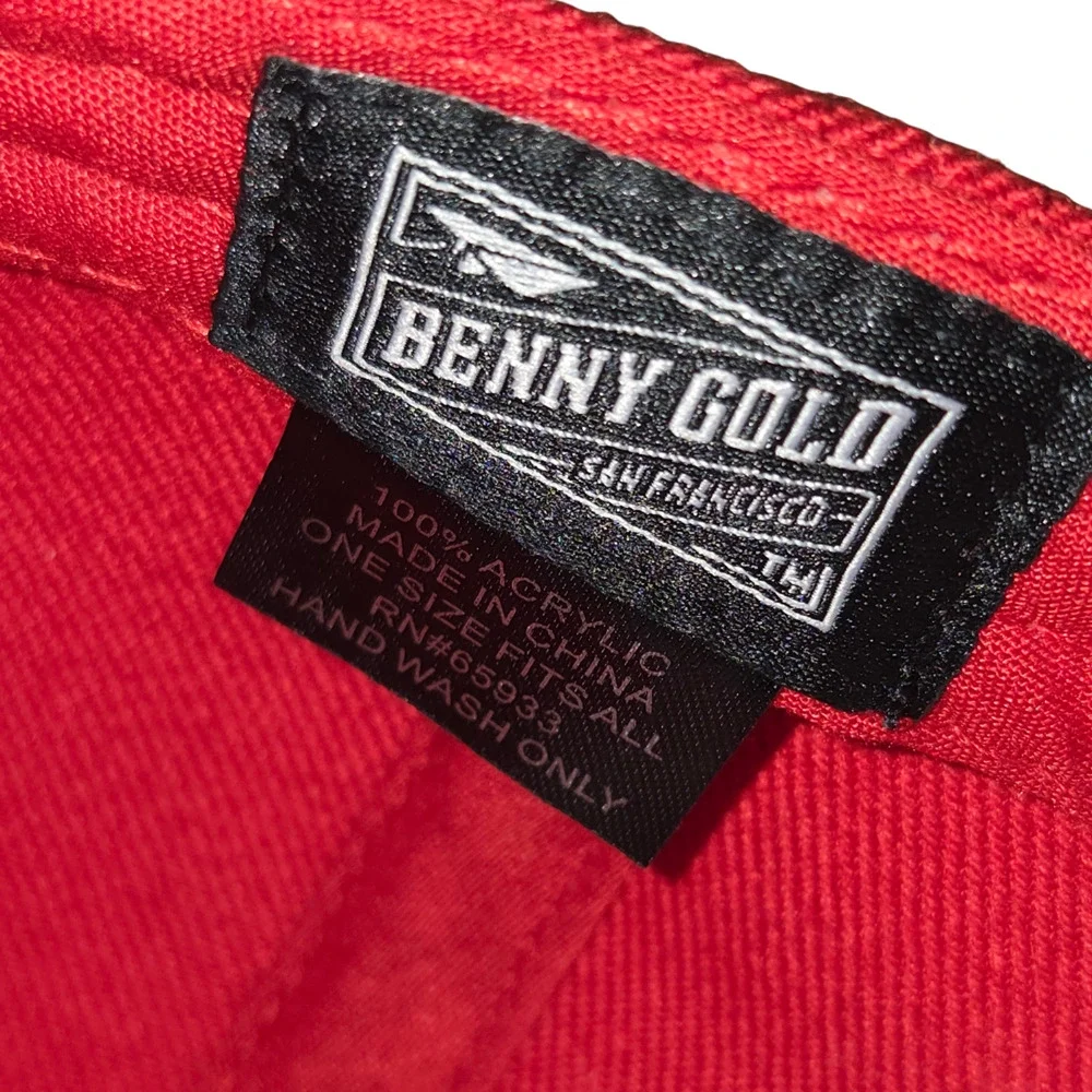 Benny Gold Paper Plane Cap Mens Red White Embroidered Adjustable Snapback Hat